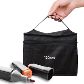 Kit Estojo Marcadores Permanente 120 Cores Canetinhas Ponta Dupla Arte e Lettering