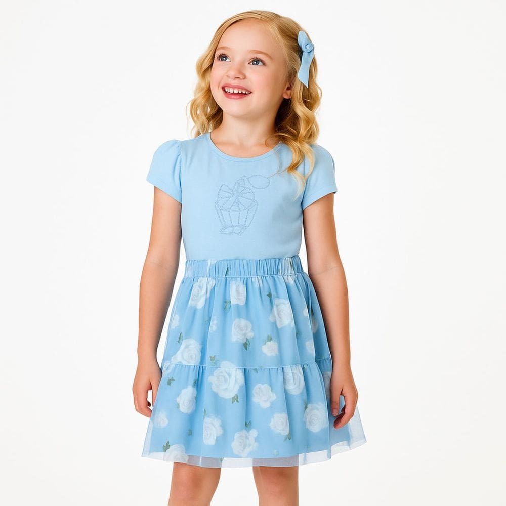 Conjunto Menina Blusa Com Saia Tule Trick Nick Florido Luxo
