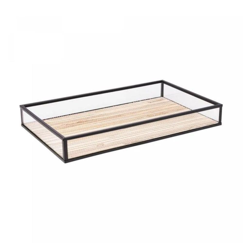 Bandeja de Metal Preta C/ Palha 20cm X 30cm X 3cm 5628 Lyor