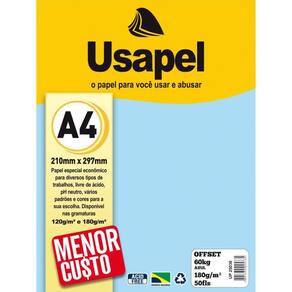 Papel Sulfite A4 Offset 180g 60k Azul 50fls - Filiperson