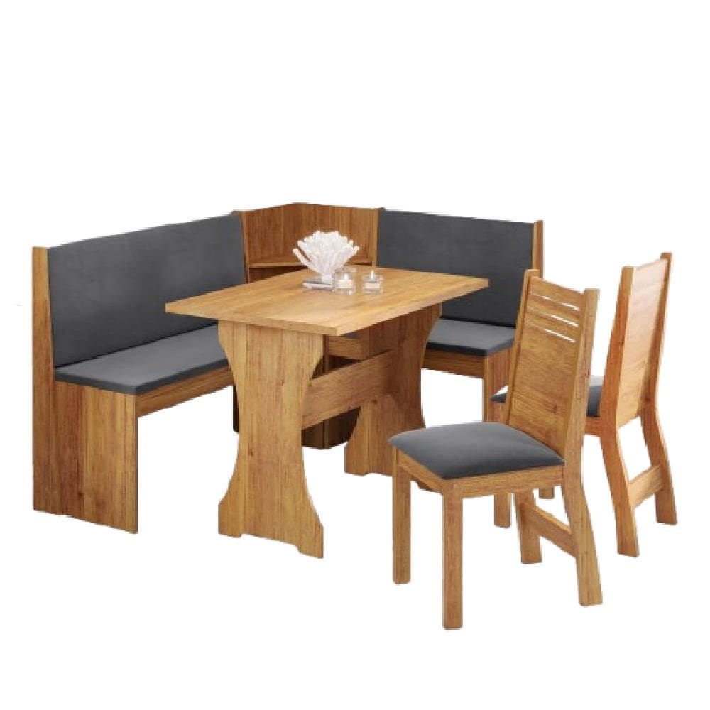 Conjunto Sala de Jantar Canto Alemão Arnis com 2 Cadeiras Veludo Viero