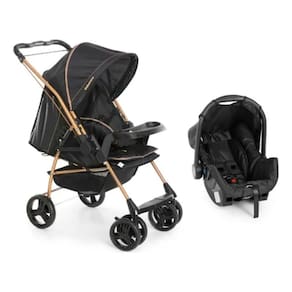 Travel System Galzerano Carrinho de Bebê Milano Reversível III 1019 Preto Golden