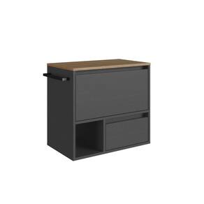 Gabinete Suspenso 60cm Mel Grafite 1 Nicho Toalheiro Gaveta BH8050MG