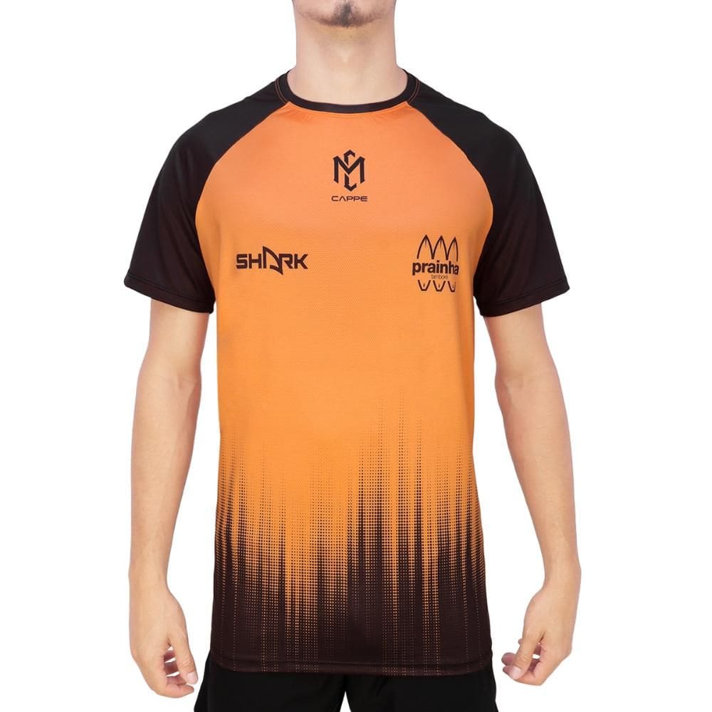 Camiseta Shark Cappe Oficial Preta e Laranja