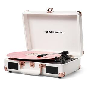 Toca-discos TANLANIN Vintage Bluetooth de 3 velocidades branco