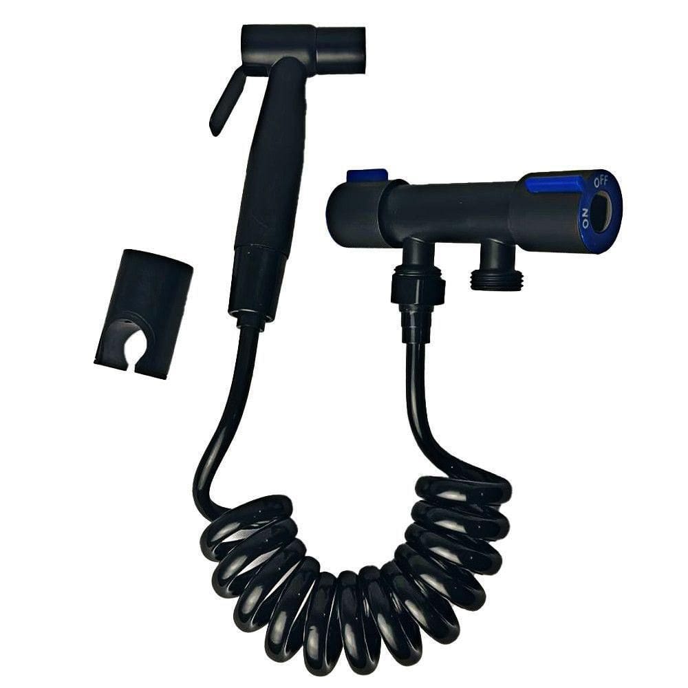 Kit Ducha Higiênica Com Registro Duas Saídas De 1-2mm Inox Super Prática Chuveirinho Preto