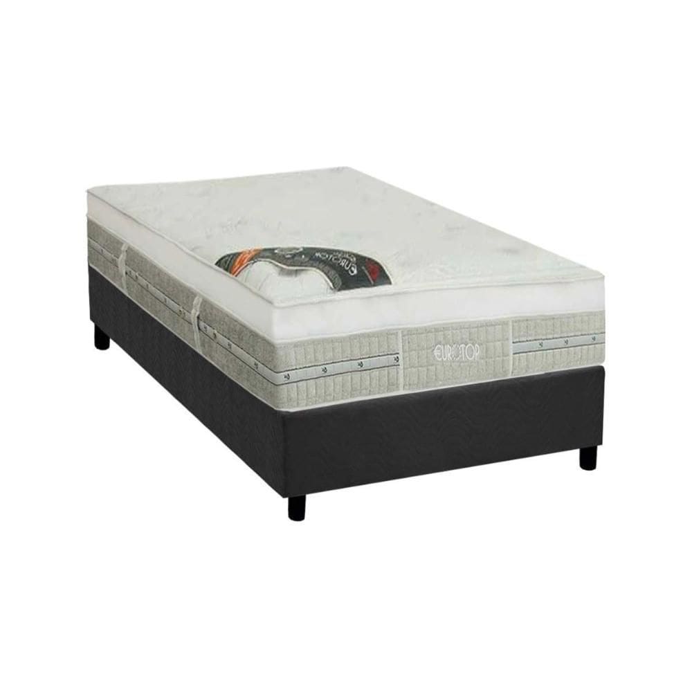 Cama Box Solteiro: Colchão Molas Ensacadas Castor Gold Star SLX Gran Plush Látex + Base CRC Suede Gray (88x188)