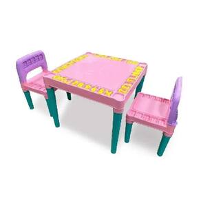 Mesa Infantil com 2 Cadeiras Tritec Rosa Educativa | Crianças 2 a 6 Anos