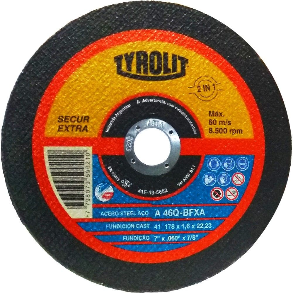 DISCO DE CORTE 7" X 1,6 X 22,2 SECUR A46Q-BFXA 557559 TYROLIT
