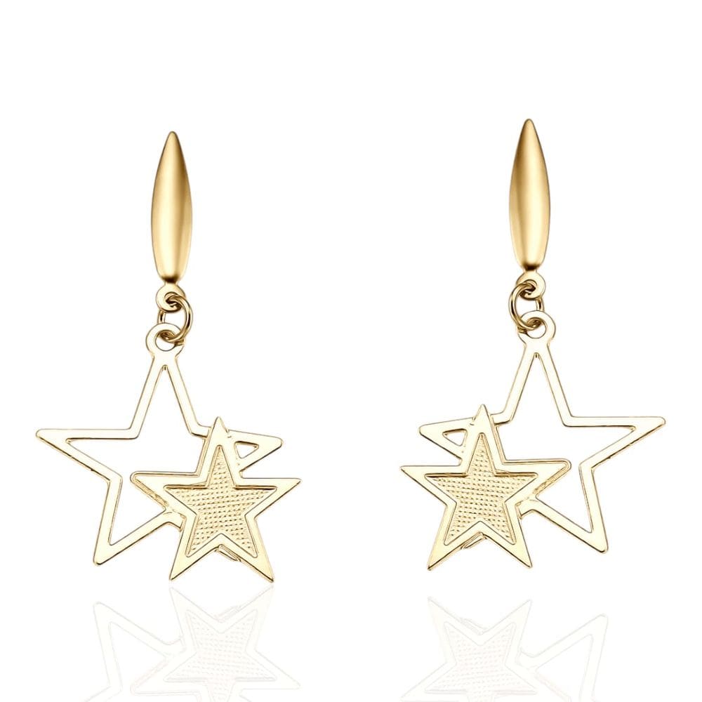 Brinco Pendurado Estrela Folheado a Ouro 18k Antialérgico