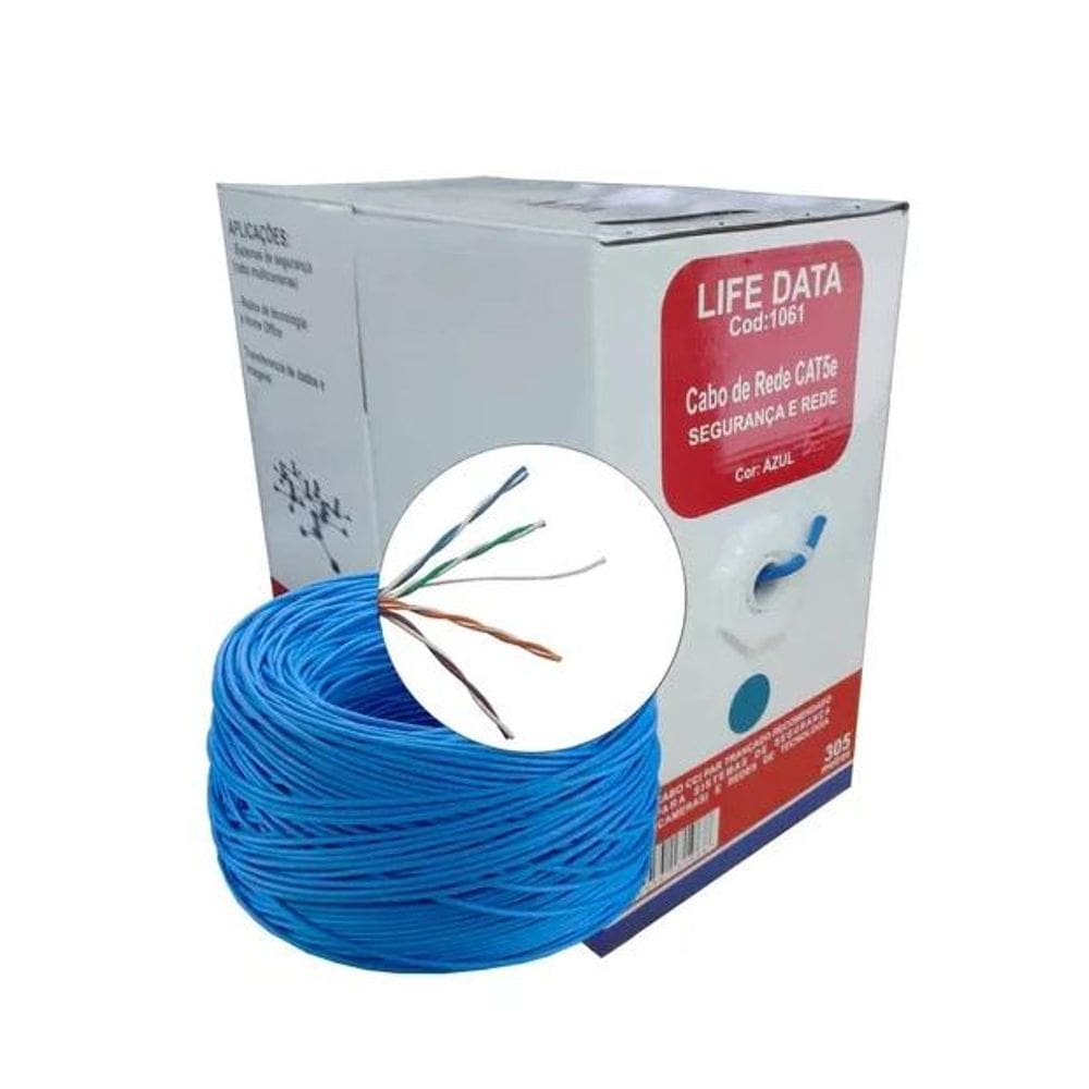 Caixa De Cabo De Rede Life Data Cat5e Azul 1061-a Cx