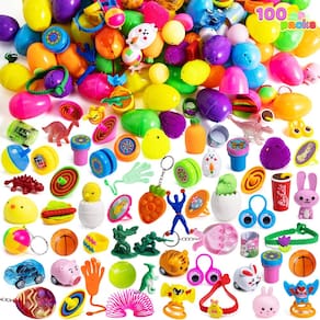 Ovos de Páscoa pré-recheados JOYIN 100 unidades com brinquedos e adesivos variados