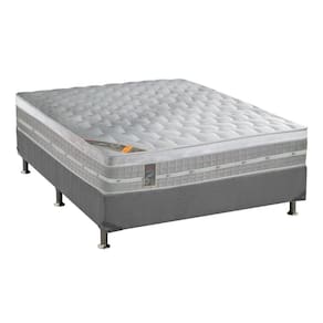 Cama Box Casal: Colchão Molas Ensacadas Castor Premium Gel + Base CRC Suede Gray (138x188)