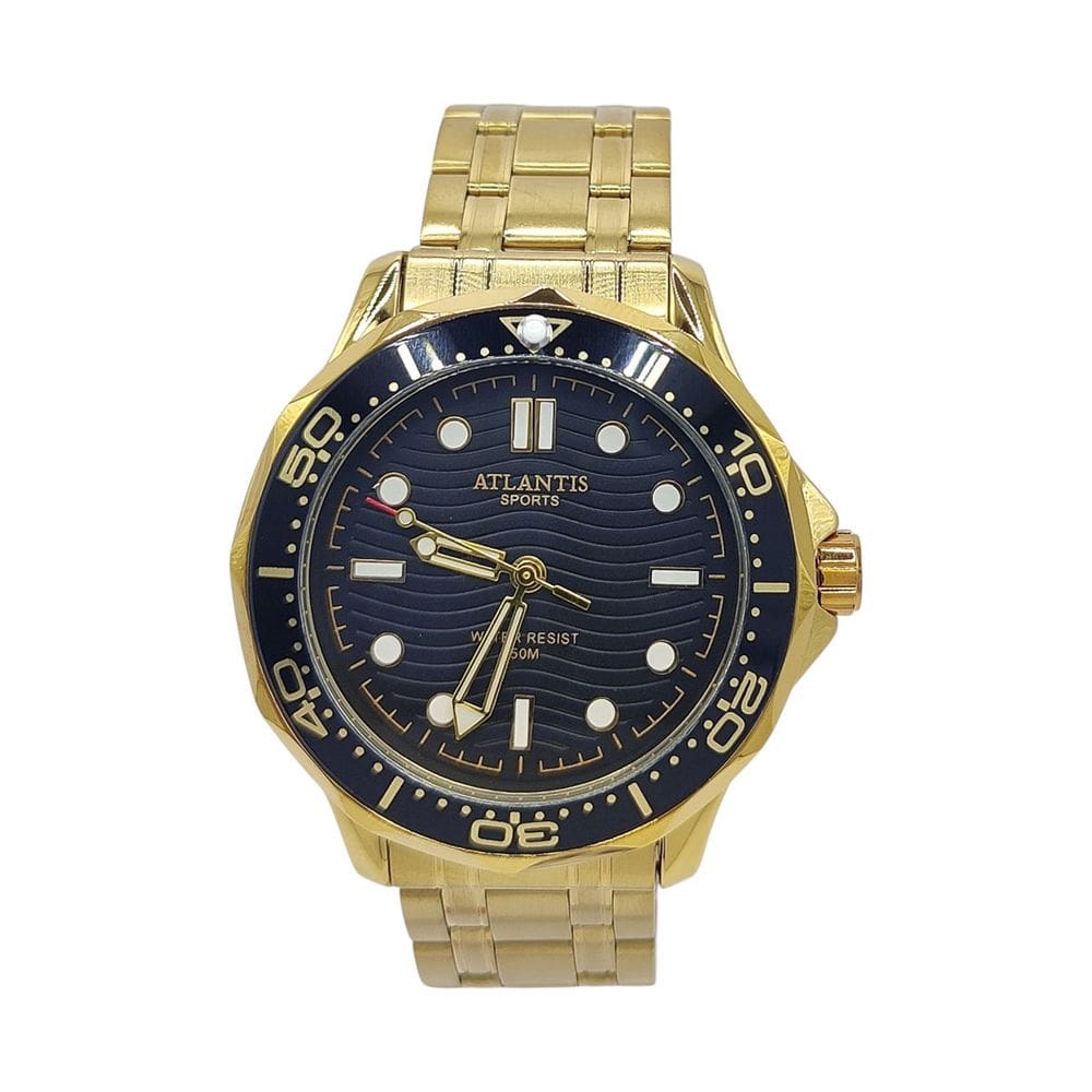 Relógio Atlantis Dourado Catraca Resistente a Água 5atm