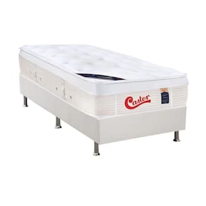 Cama Box Solteiro: Colchão Molas Ensacadas Castor Gold Star Vitagel + Base CRC Courano White (88x188)