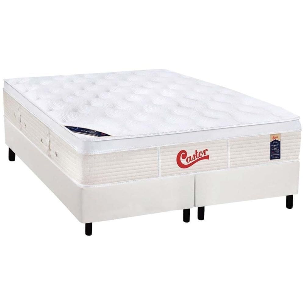 Cama Box King: Colchão Molas Ensacadas Castor Gold Star Vitagel + Base CRC Courano White (193x203)