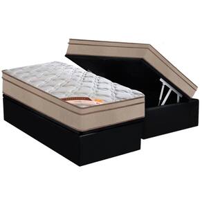 Cama Box Baú Solteiro: Colchão Molas Ensacadas Castor Revolution Híbrido + Base CRC Suede Black (88x188)
