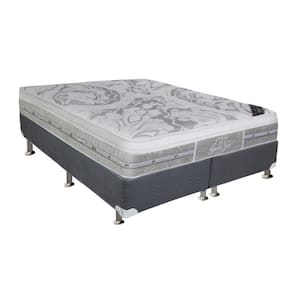 Cama Box King: Colchão Molas Ensacadas Castor Super Luxo Látex Push + Base CRC Suede Gray (193x203)