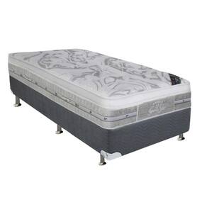 Cama Box Solteiro: Colchão Molas Ensacadas Castor Super Luxo Látex Push + Base CRC Suede Gray (88x188)