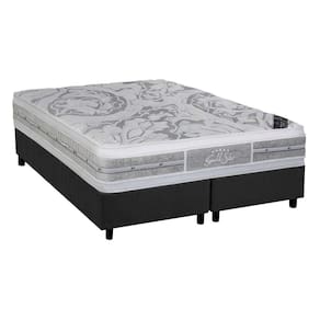 Cama Box King: Colchão Molas Ensacadas Castor Super luxo Látex Plush + Base CRC Suede Gray (193x203)