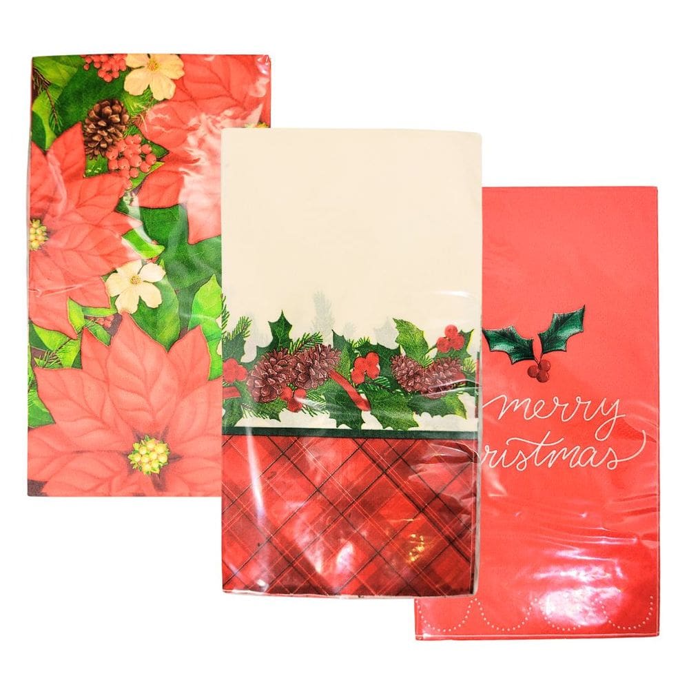Kit 3 Pacotes Guardanapo Natal Decorado Estampas Diversas 20 Folhas Duplas 20x11cm - Magizi