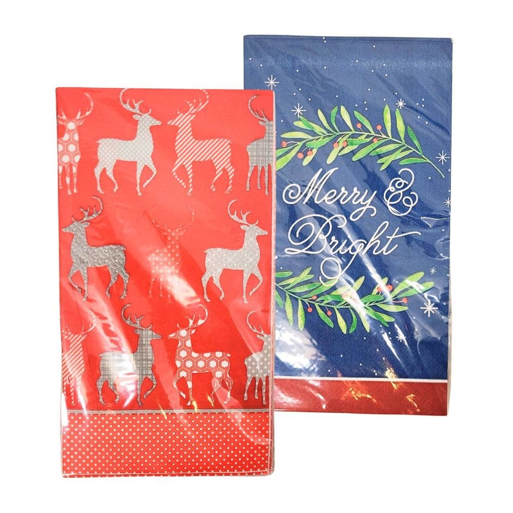 Kit 2 Pacotes Guardanapo Natal Decorado Estampas Diversas 20 Folhas Duplas 20x11cm - Magizi