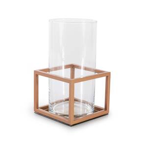 Vaso de Vidro 24,5cm Com Suporte Decorativo Frame Aço Forma
