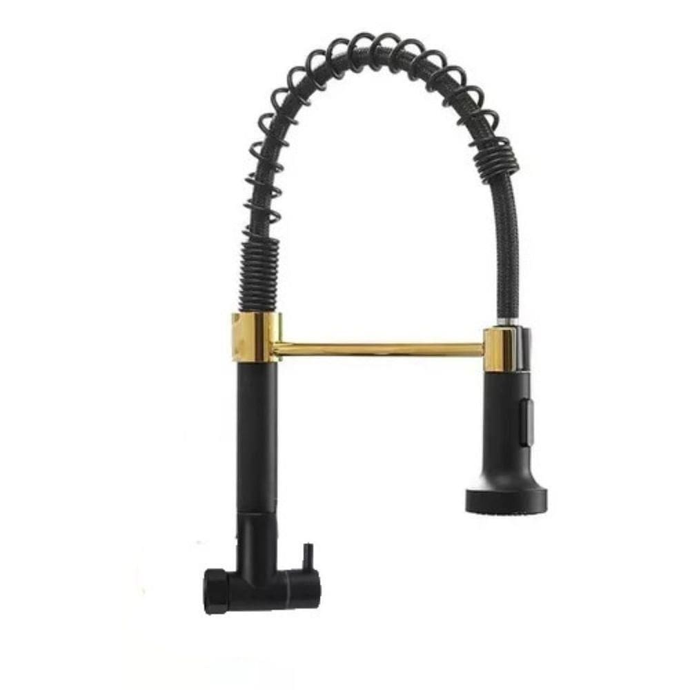 Torneira Cozinha Gourmet Monocomando Parede Extensivel Cromado Preto-prata Torneira:preto C- Dourada