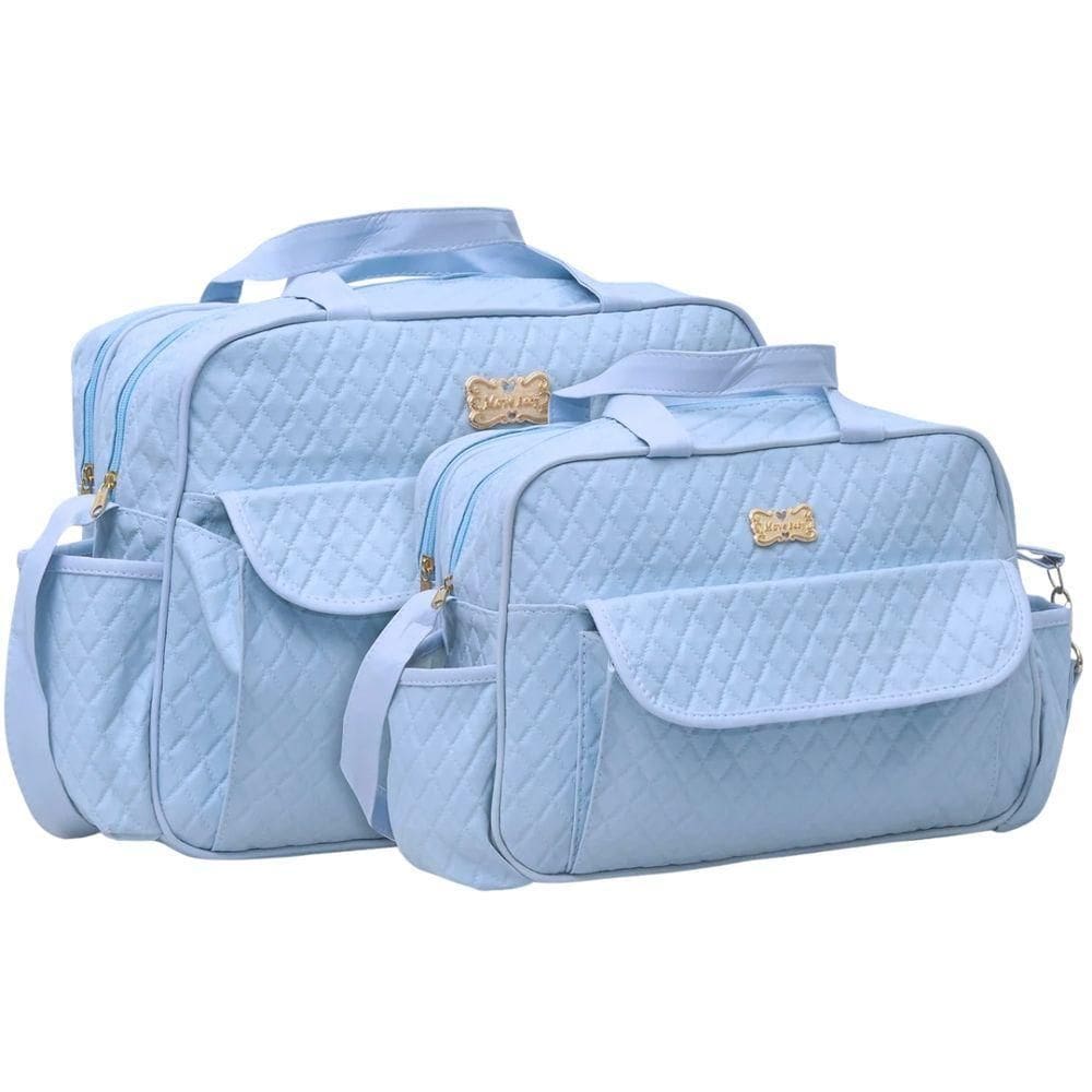 Kit Bolsas Maternidade Baby Matelassê Quality Azul Claro