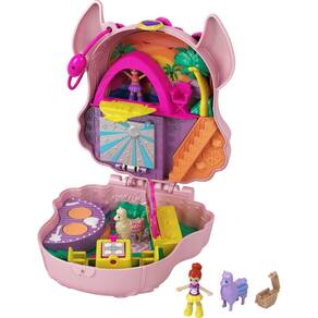 Brinquedo de viagem Playset Polly com 2 microbonecas e lhamas de estimação