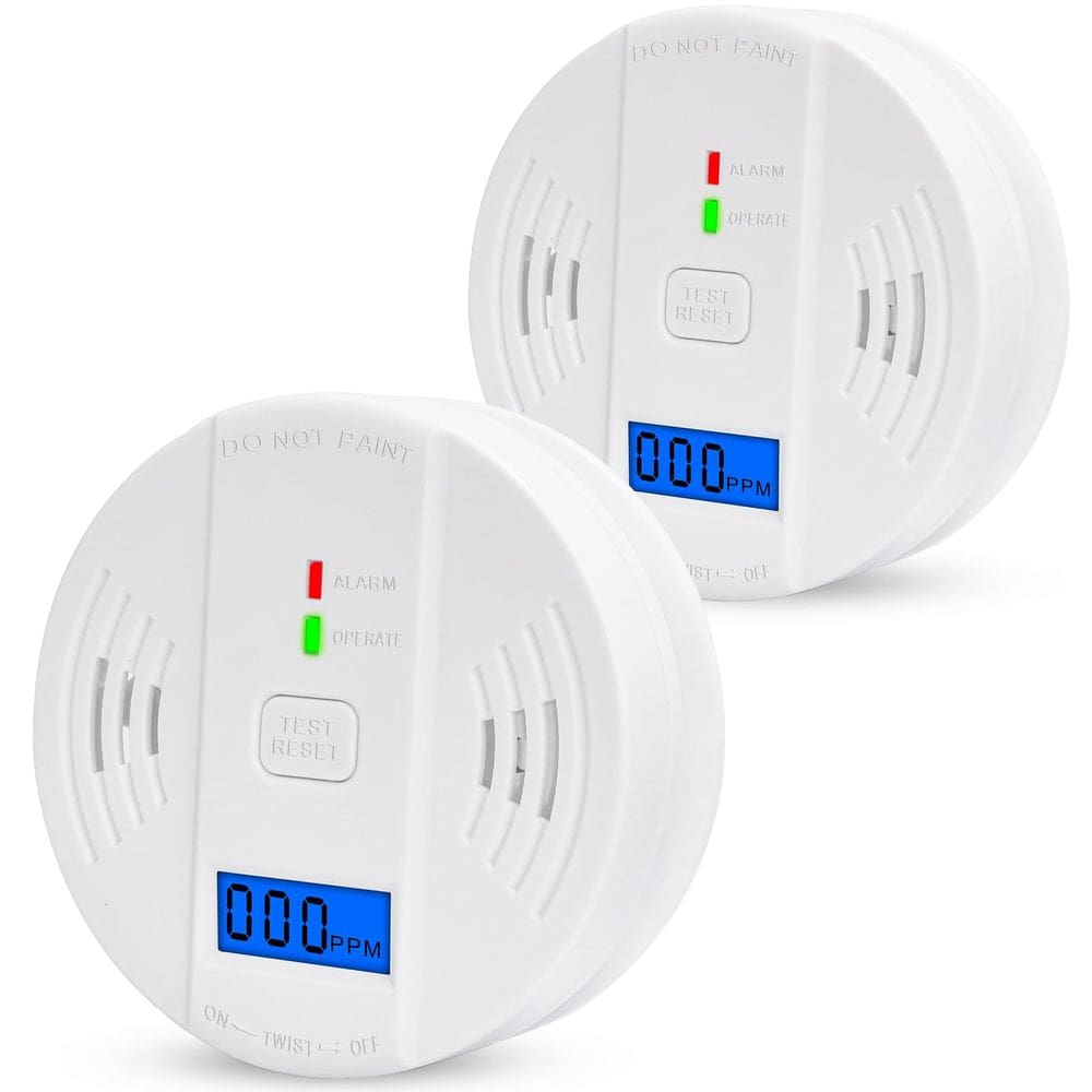 Detectores de monóxido de carbono JYSONGHU, pacote com 2 unidades com display LCD digital