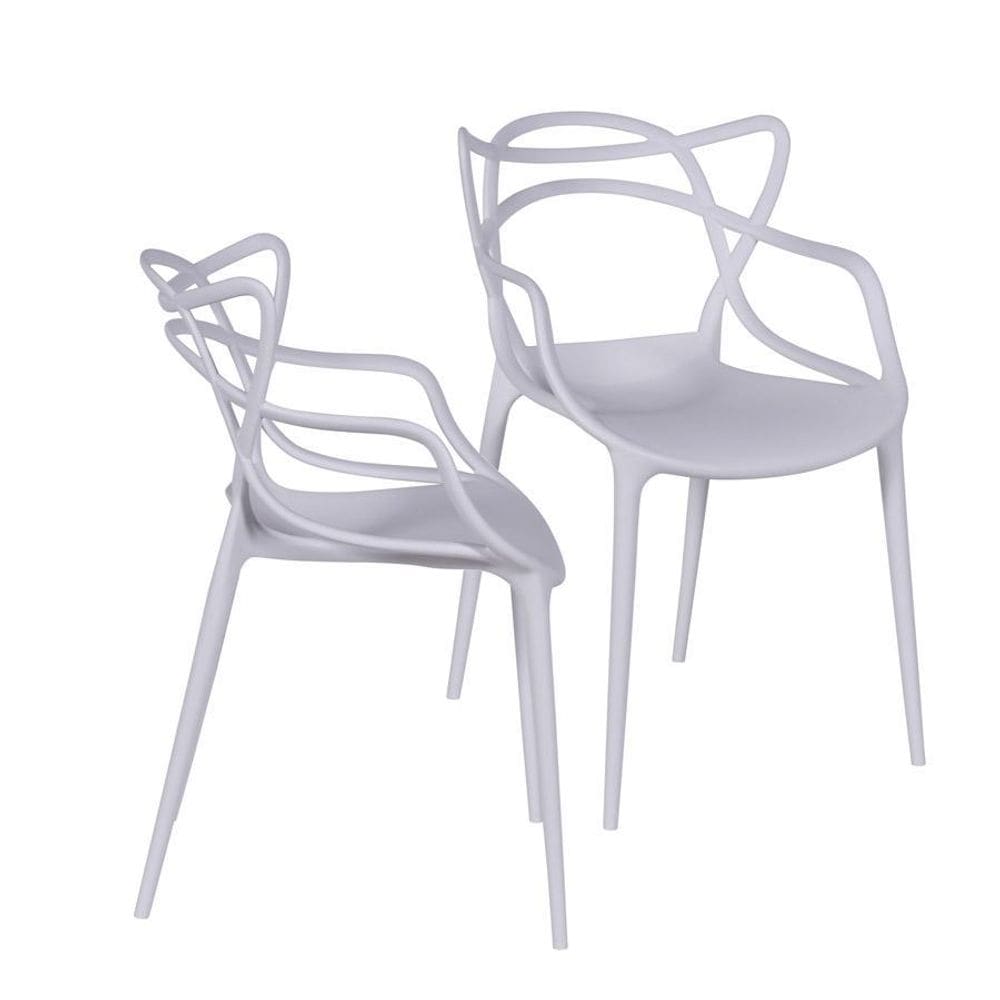 Kit 02 Cadeiras Boxbit Solna Polipropileno Branca Branca