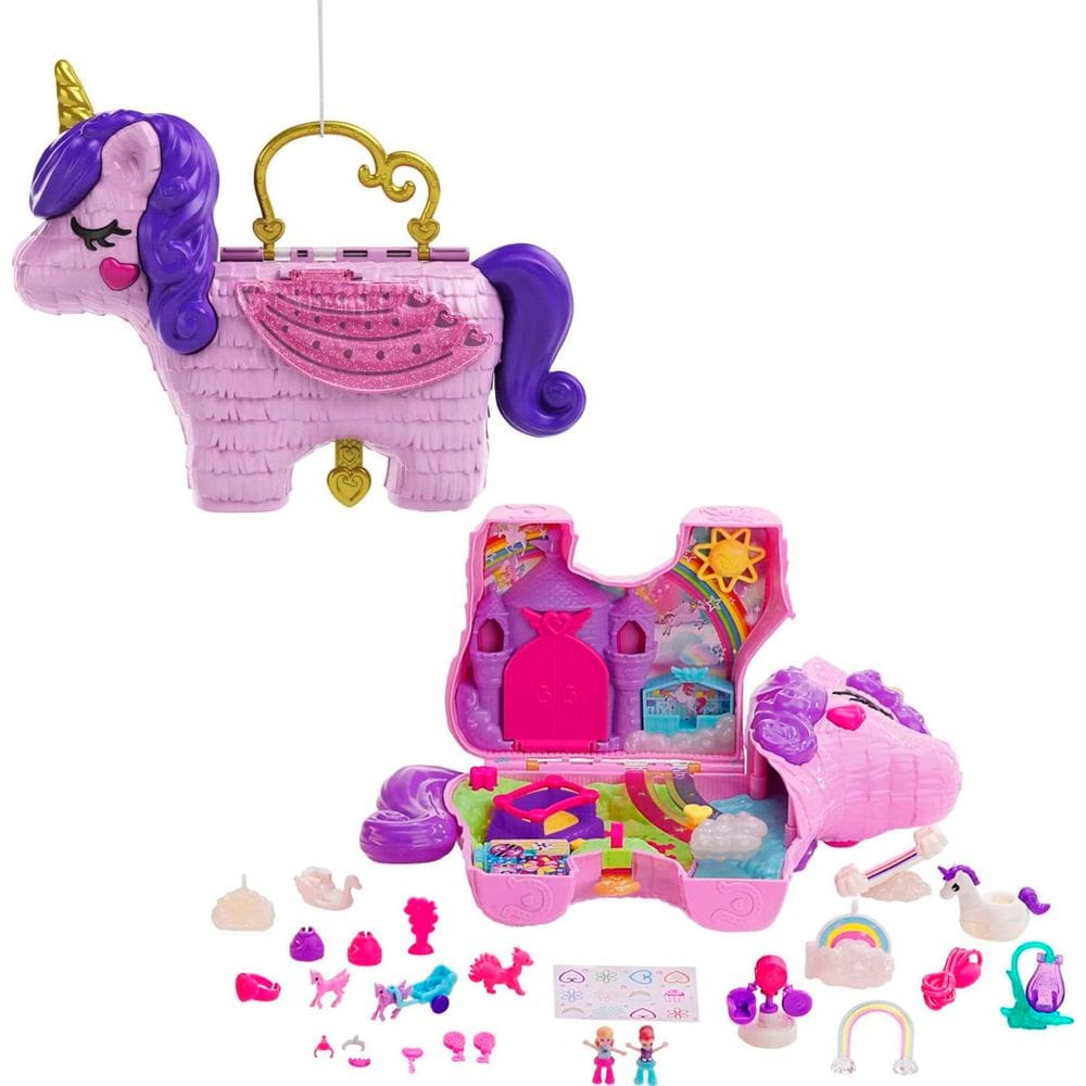 Toy Playset Polly , unicórnio de viagem 2 em 1 com 2 bonecas