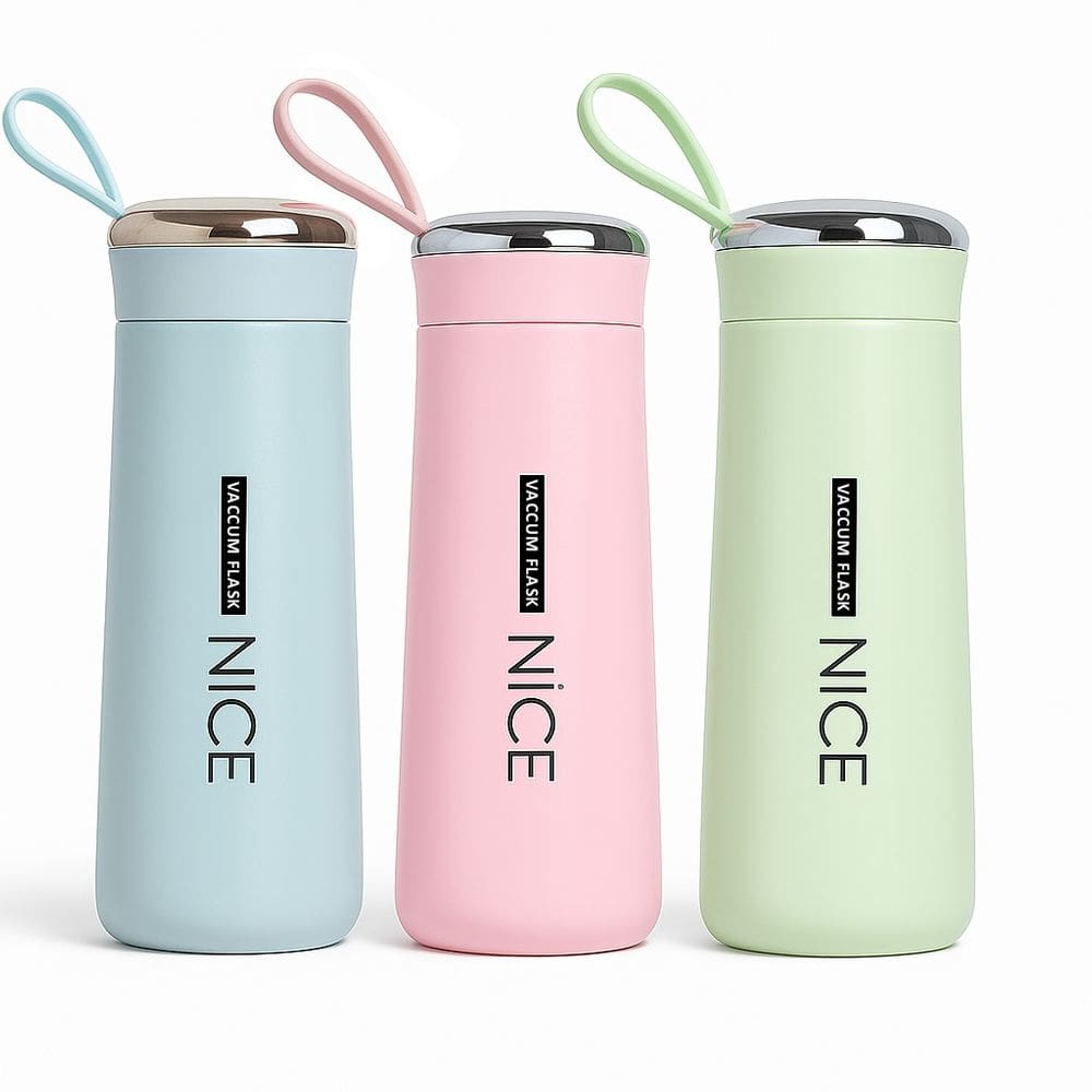 Garrafa de Vidro 400ml Revestida com Alça Resistente e Tampa Garrafa Squeeze de Vidro