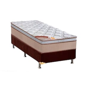 Cama Box Solteiro: Colchão Molas Ensacadas Castor Revolution Híbrido + Base CRC Suede Brown (88x188)