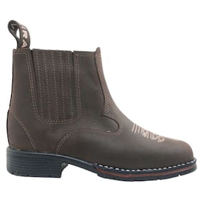 Botina Country Infantil Menino em Couro com Costura com Zíper Rodeio Western Oliveira 033