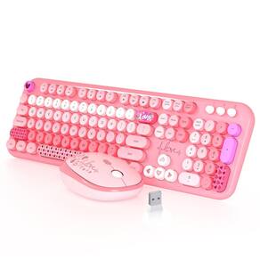 Teclado e mouse sem fio MOFII 104 teclas redondas rosa