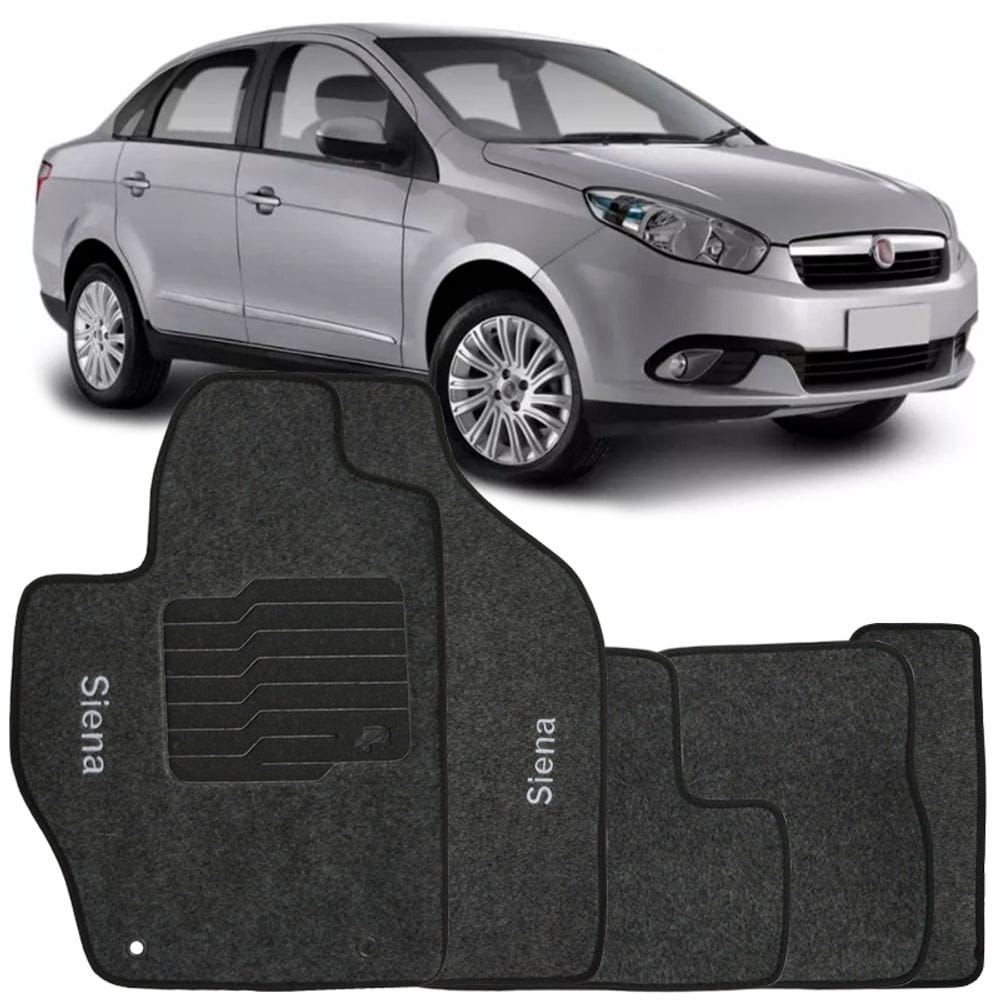 Jogo de Tapete Automotivo Carpete Fiat Siena 2012 à 2017 Soft Logo Bordado 5 Peças