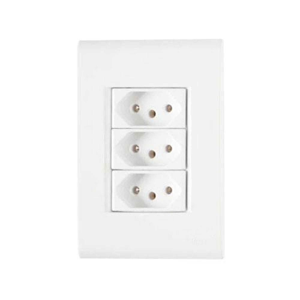 Conjunto 3 Tomadas 3p 10a Branca - Linha Liz Tramontina