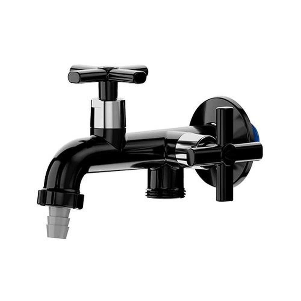 Torneira Tanque/máquina Preta Blukit 1/2 Com Redutor De Vazão E Bucha De Redução 1/2 X 3/4