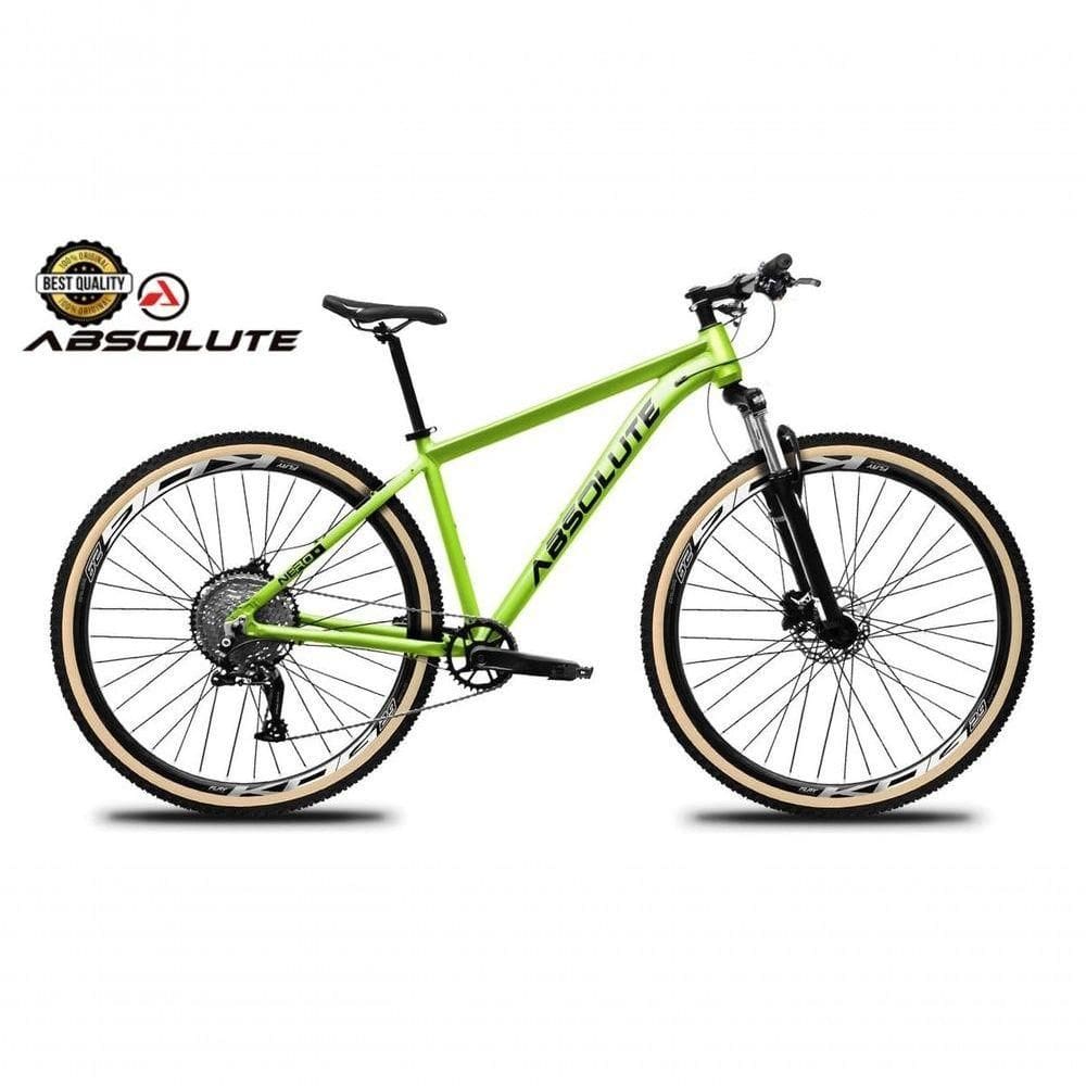 Bicicleta Aro 29 Nero 5 Peças Inteira Absolute 12v Garfo Trava Remota K7 Pneu Faixa Freio Hidráulico. Verde Tam.19