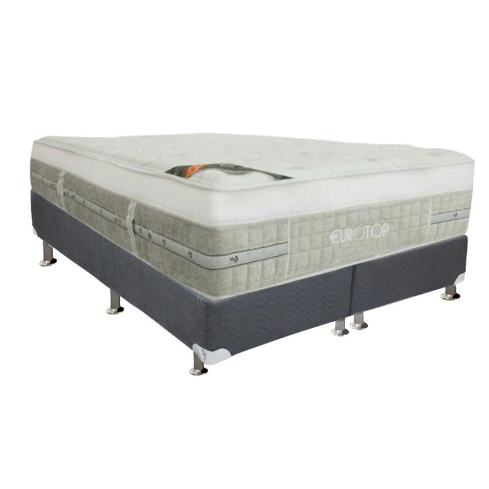Cama Box Queen: Colchão Molas Ensacadas Castor Summer Winter + Base CRC Suede Gray (158x198)