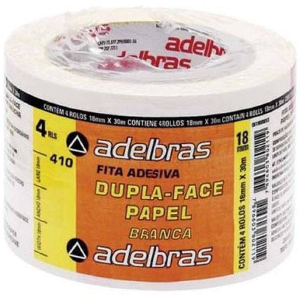 Fita Dupla Face De Papel 18Mm X 30M 4 Unidades Adelbras