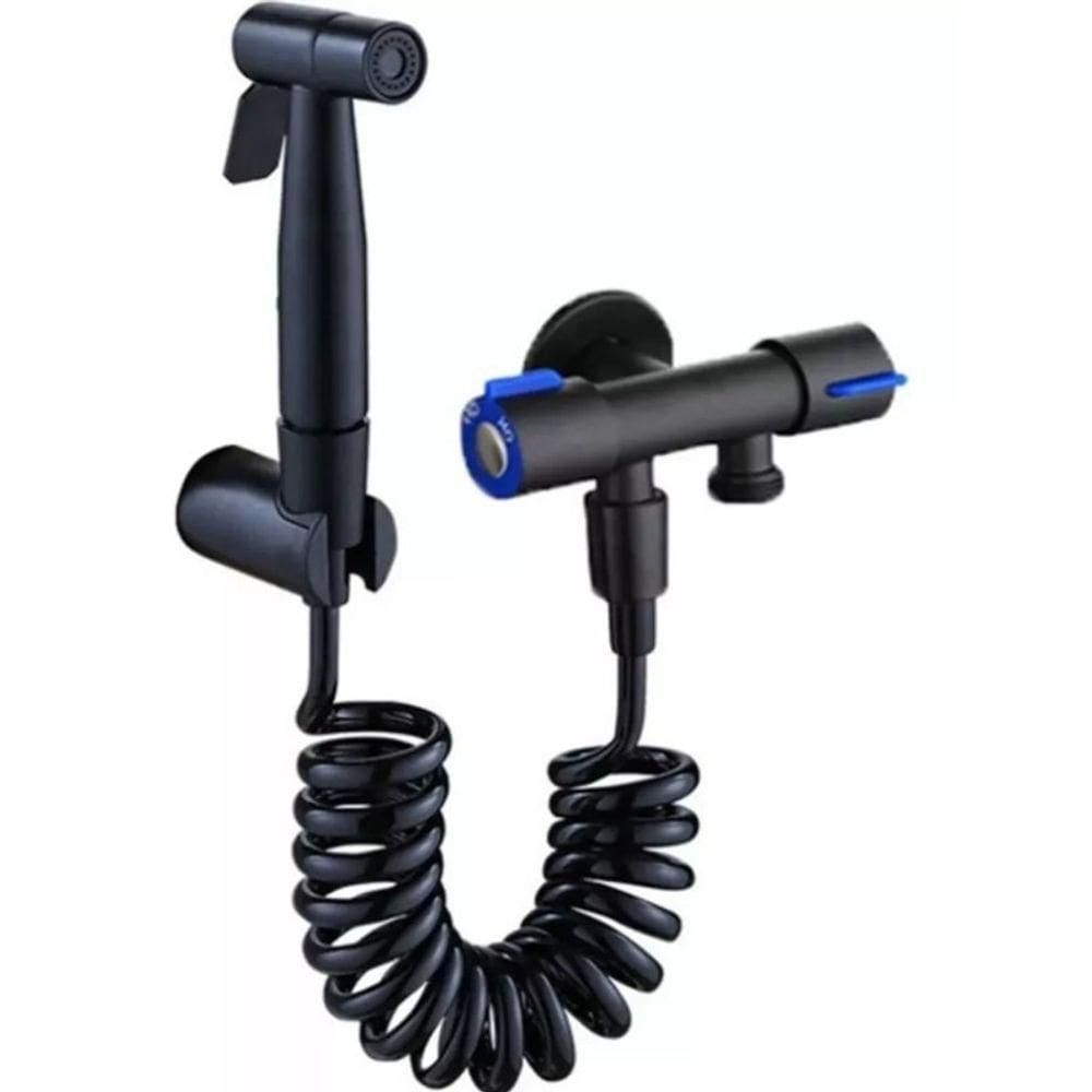 Ducha Higiênica Super Prática + Registro 2 Saídas De 1-2 Cores Preto