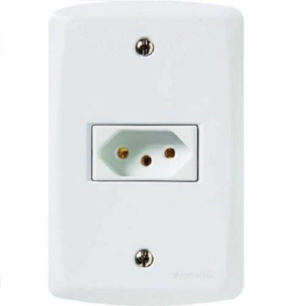 Tomada 3p 10a Lux2 Tramontina - Conjunto Branco - Placa Modular - Parafusos Inclusos