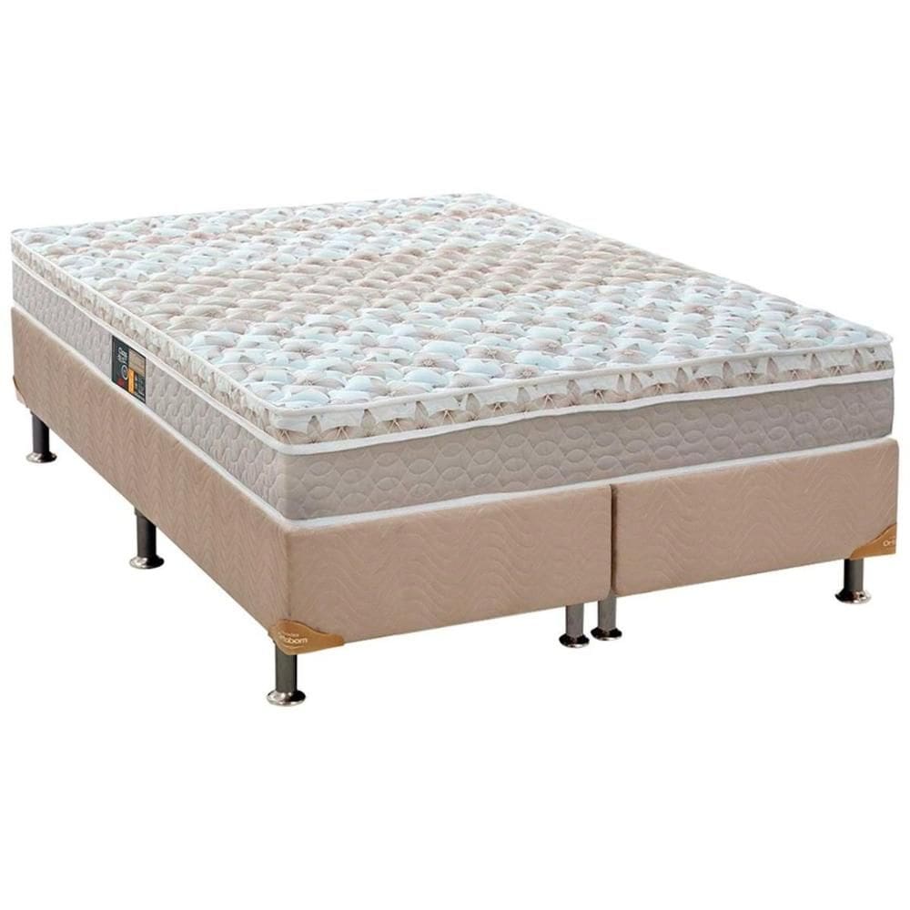 Cama Box King: Colchão Molas Ensacadas Castor Class + Base CRC Suede Clean (193x203)