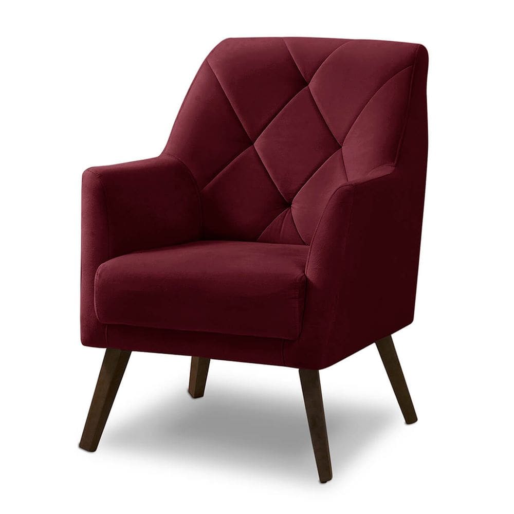 Poltrona Decorativa Retrô Recepção Magali Veludo Roxo LANSOFBR