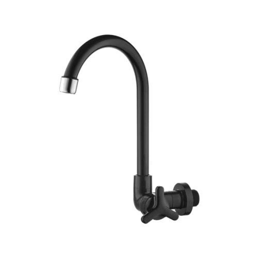 Torneira Sicília Parede Bica Móvel Preta - Abs - Vedante Cerâmica - Cromado