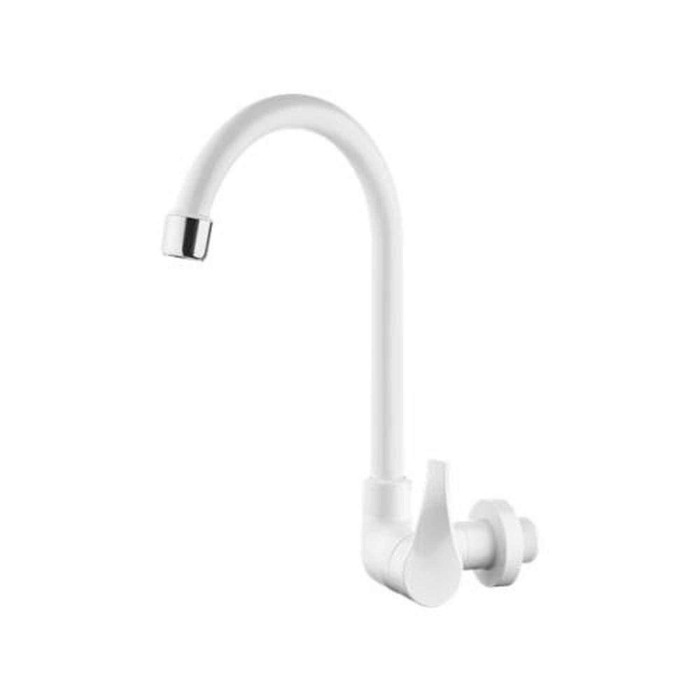 Torneira Twist Parede Bica Móvel Branca Abs - Vedante Cerâmica - Cromado