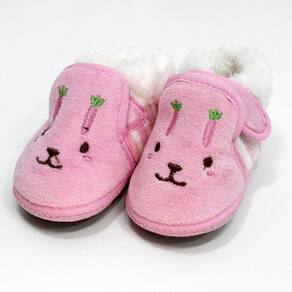 Pantufas Sapatinho Coelhinho Para Bebês Forrada com fecho aderente